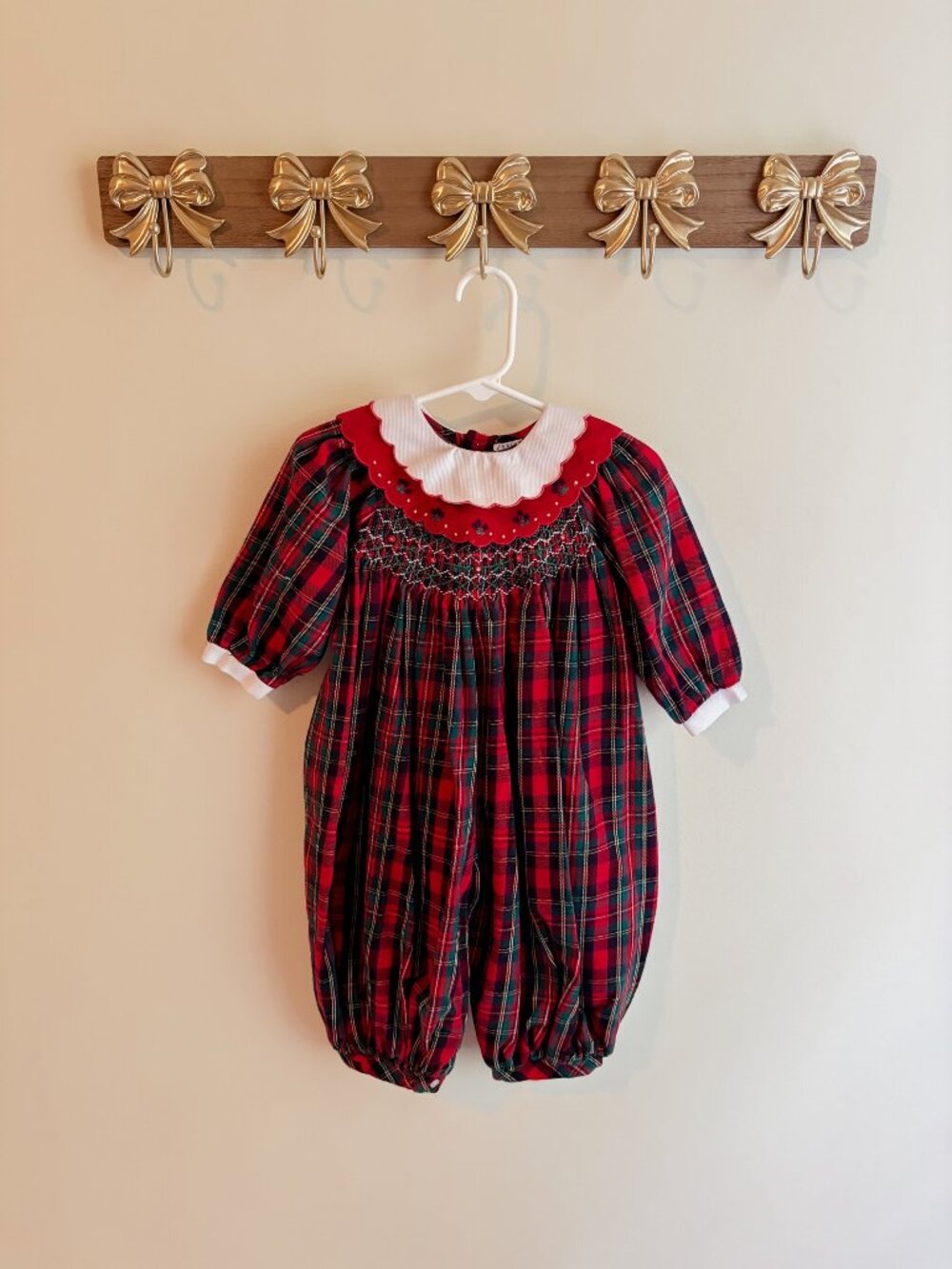 Friedknit Creations 12M Plaid Smocked Baby Romper